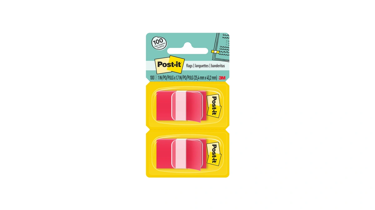 Post-it Flags, 1 X 1.7 In, Red, 2 Dispensers, 50