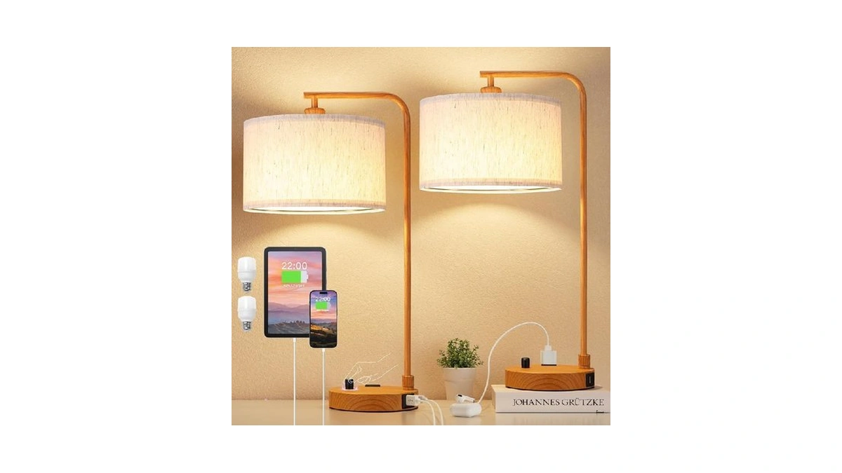 Innqoo Bedside Table Lamps For Bedroom Set Of 2-dimmable Nightstand