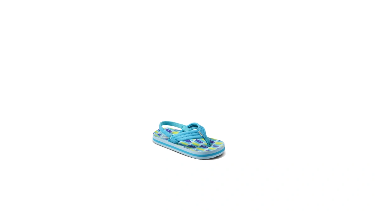 Reef Kids Boys Sandals, Little Ahi, Blue Fish, 4