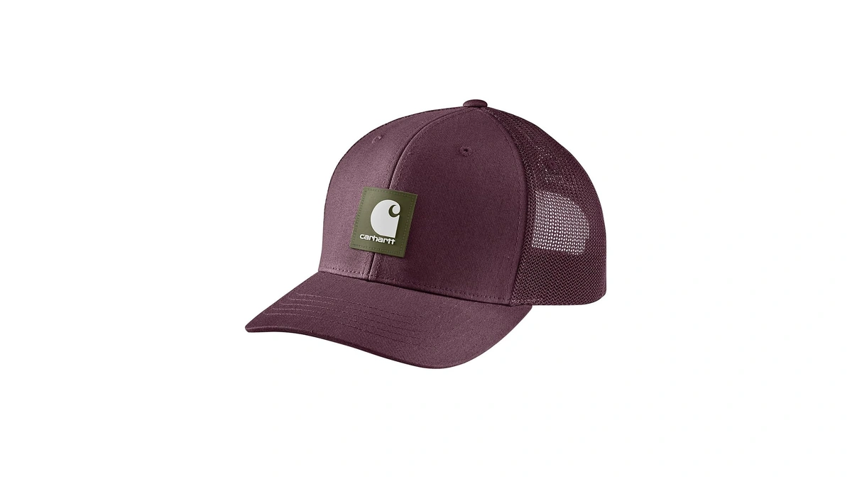 Carhartt Men's Rugged Flexβ’ Twill Mesh-back Logo Patch Cap, Cherry