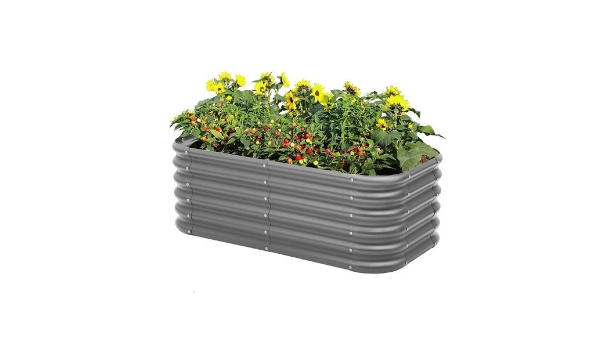 Galvanized Raised Garden Bed, Outdoor Planter Bed, Metal Planter Box