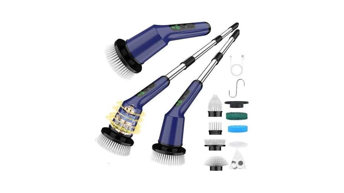 Shower Scrubber With Long Handle, Bathroom Cleaner Brush With 8