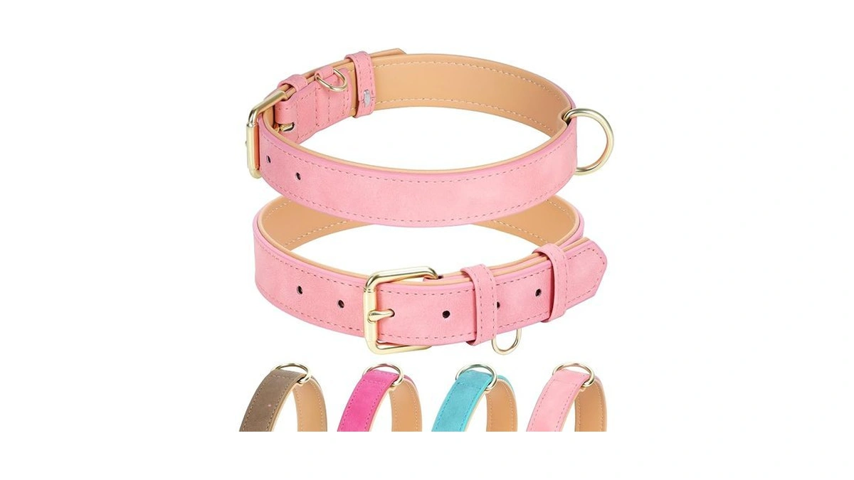 Jumpress Leather Dog Collar For Small Medium Large Dogs, Soft