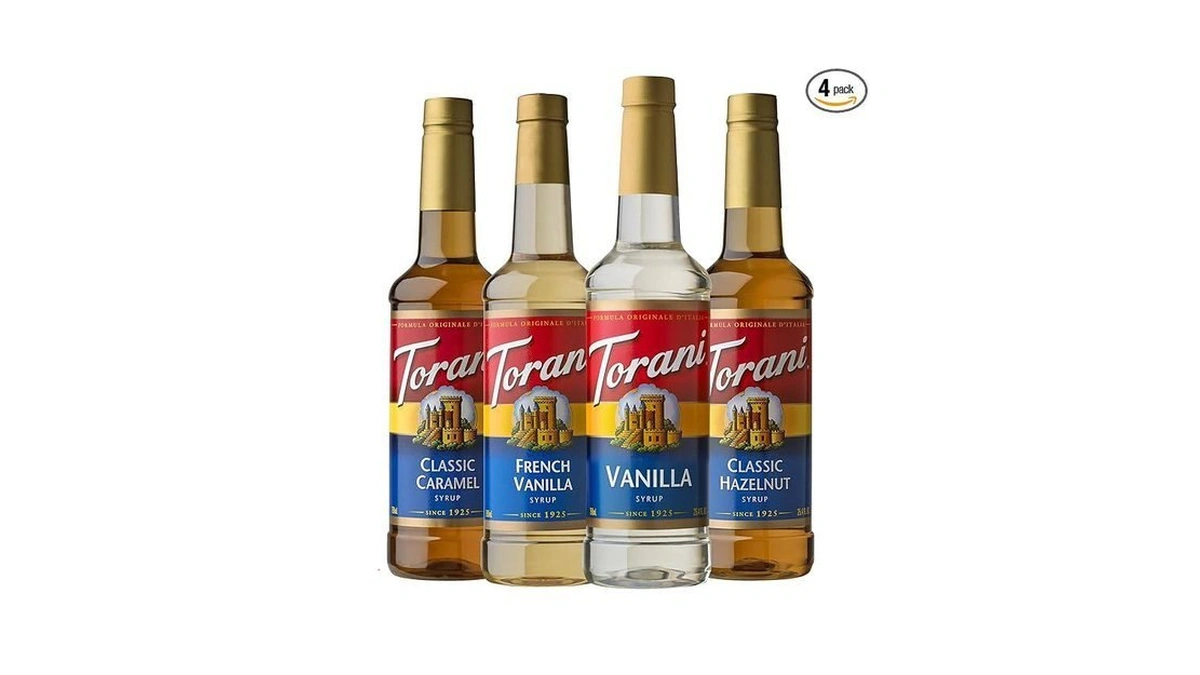 Torani Variety Pack Caramel, French Vanilla, Vanilla & Hazelnut, 25.4
