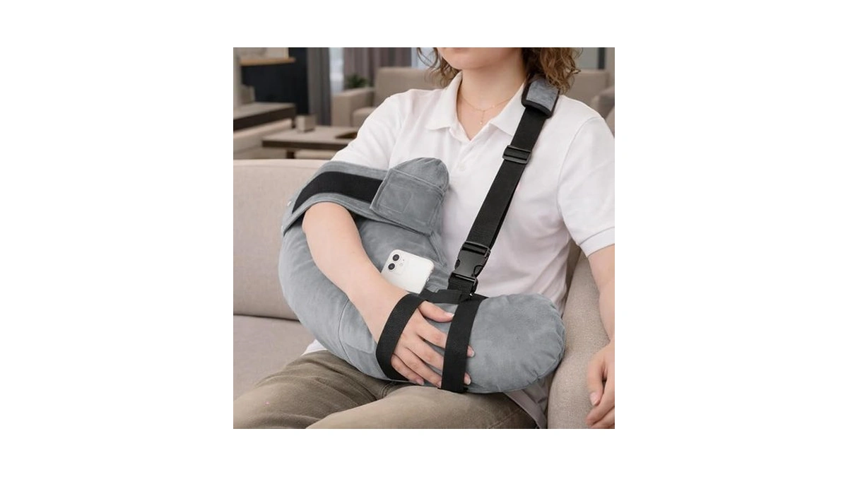 Amawin Shoulder Surgery Pillow With Pocket And Straps, Polyester, White,