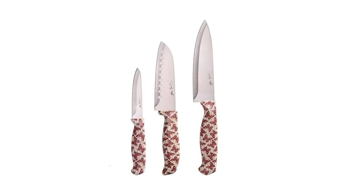 Dolly Parton 3-piece Chef Knife Set, Butterfly Pattern Handles, Includes