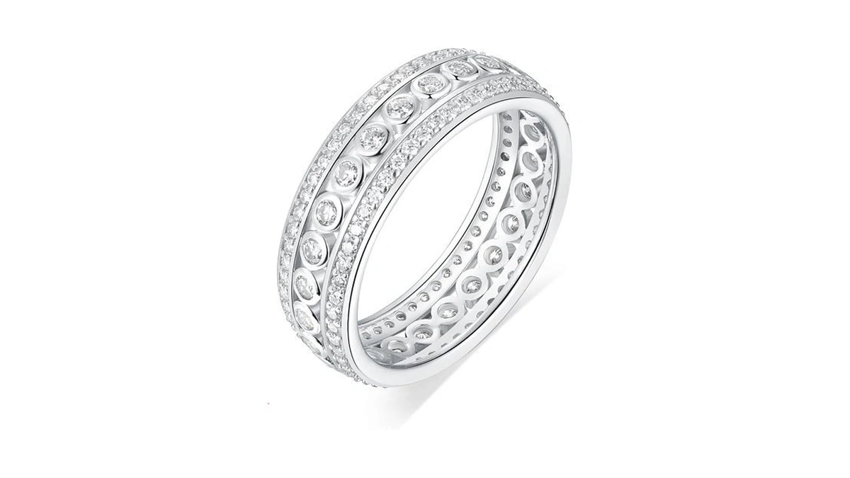 Frbod Thick Moissanite Ring For Women 925 Sterling Silver Wedding