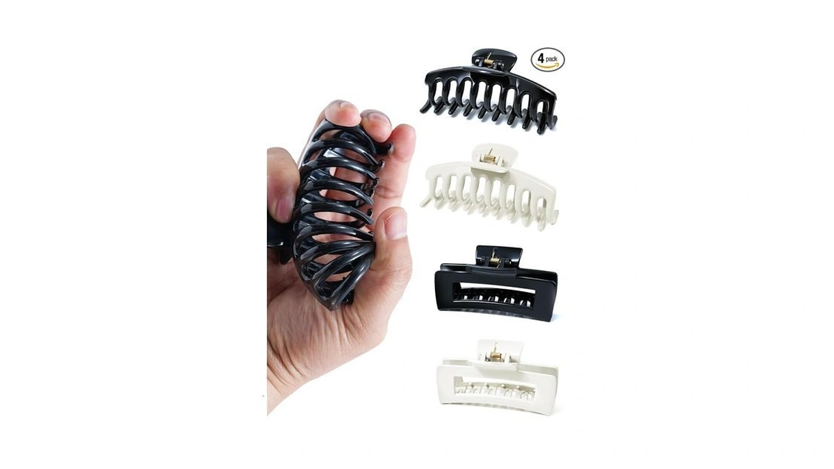 Mesovor 4 Pack Silicone Flexible Hair Claw Clips, Nonslip Large