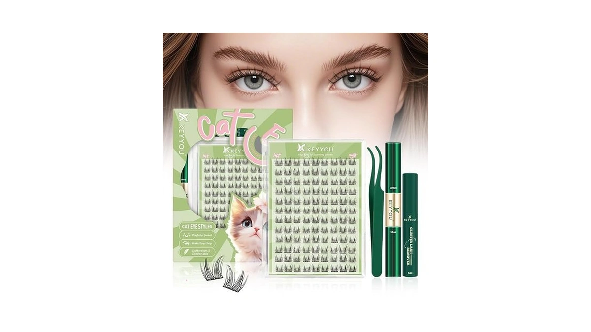 Keyyou Bunny Lash Clusters Kit Anime Cat Eye Lashes 108pcs