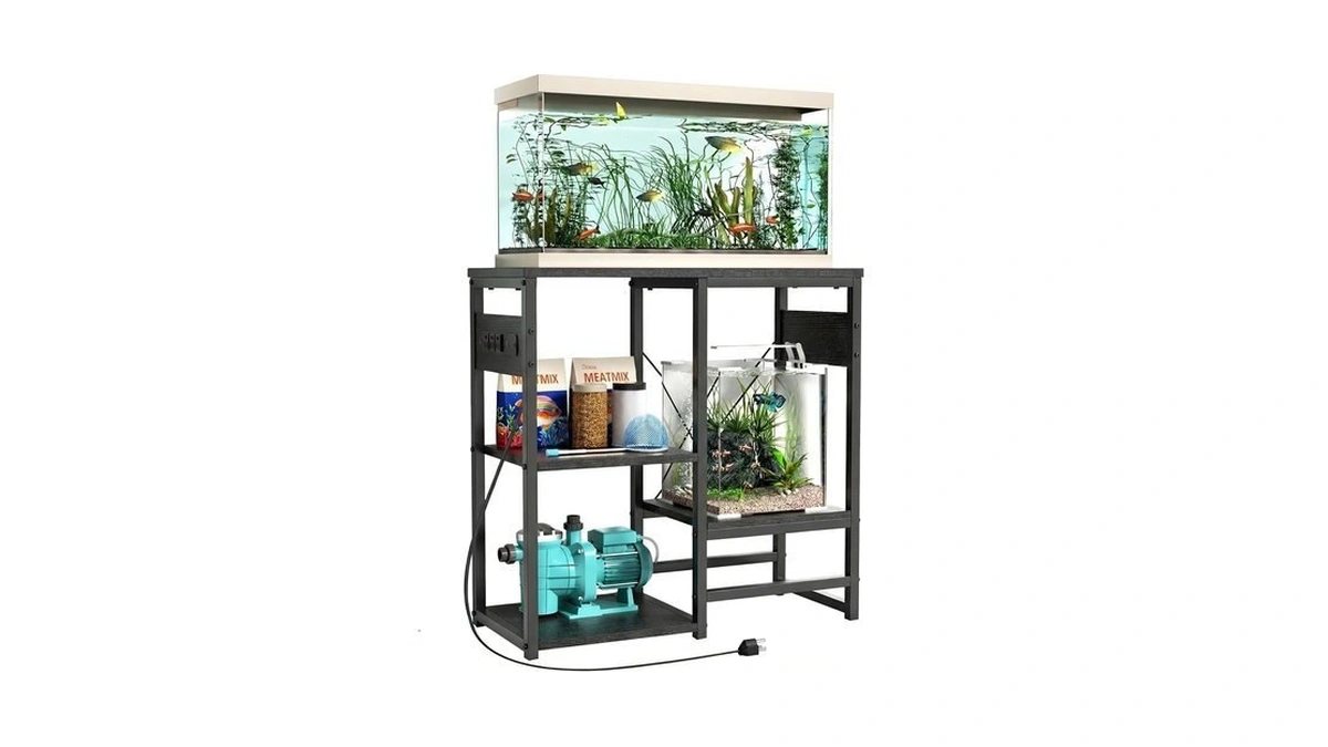 Grleaf 5-10 Gallon Fish Tank Stand With Power Outlets, 4