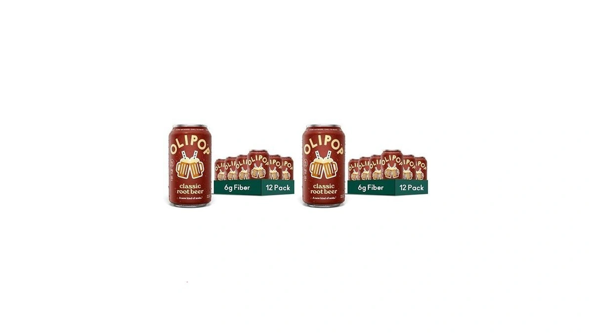 Olipop Prebiotic Soda Pop, Classic Root Beer, Pantry Pack Packed