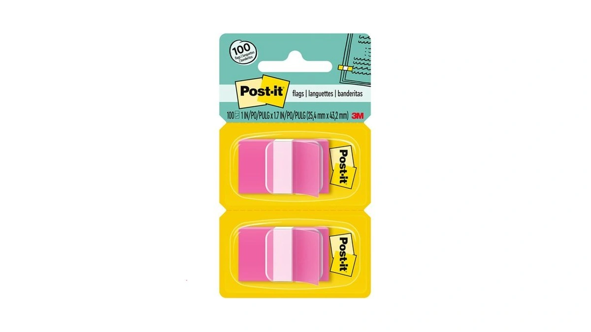 Post-it Flags, 1 X 1.7 In, Pink, 2 Dispensers, 50