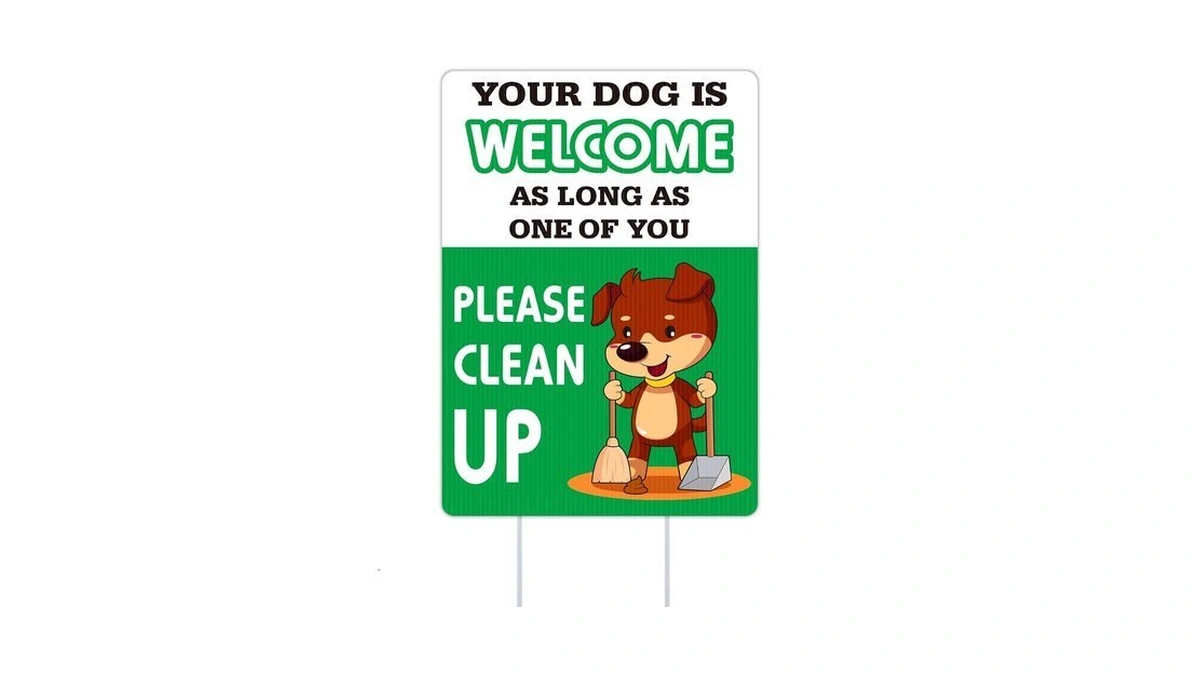 Waahome Funny Clean Your Dog Poop Yard Sign With Stakes
