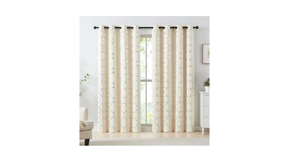 Purainbow Foil Silver Blackout Window Curtains For Bedroom Living Room