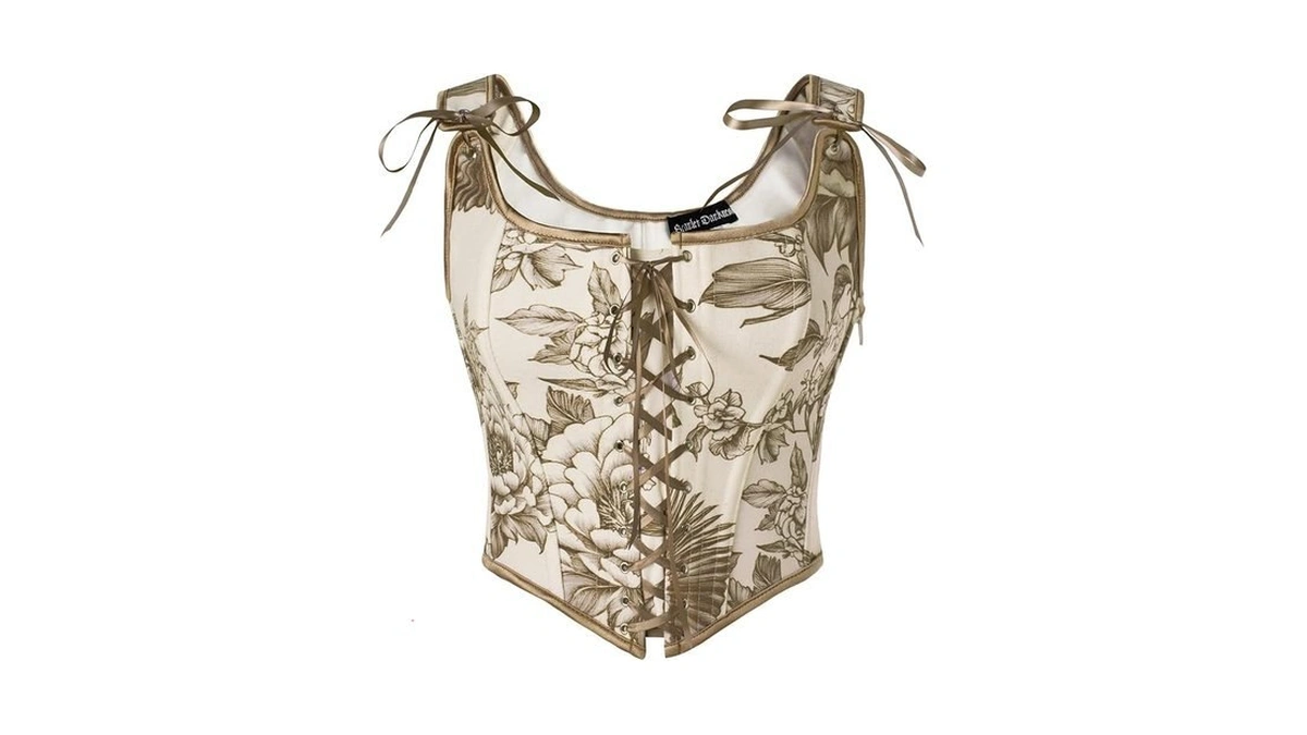 Scarlet Darkness Corset Tops For Women Renaissance Overbust Floral Lace
