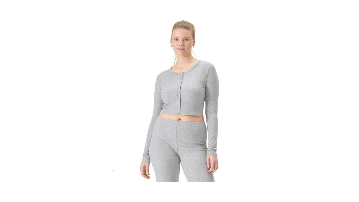 Florence By Mills Women's Rib Refresh 90's Cardigan Top, Heather