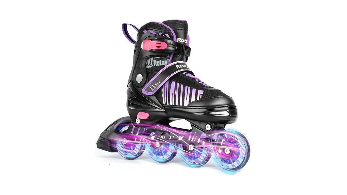 Rotayi Girls Inline Skates Ages 5-8 8-12, Adjustable Light Up