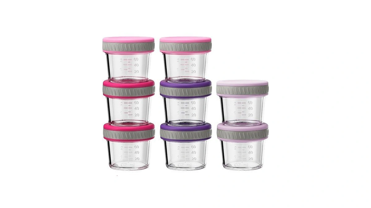 Sursip Glass Baby Food Storage Containers, 4 Oz Small Mason