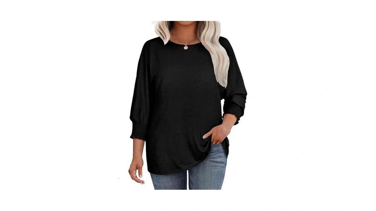 Eytino Plus Size Shirts For Women Oversized 3/4 Length Sleeve