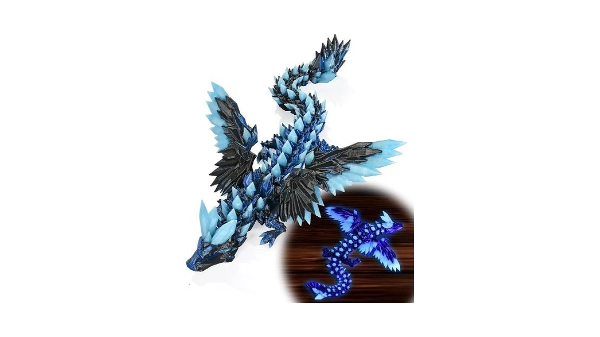 Gemmicho 3d Printed Dragon With Wings Glow In The Dark,