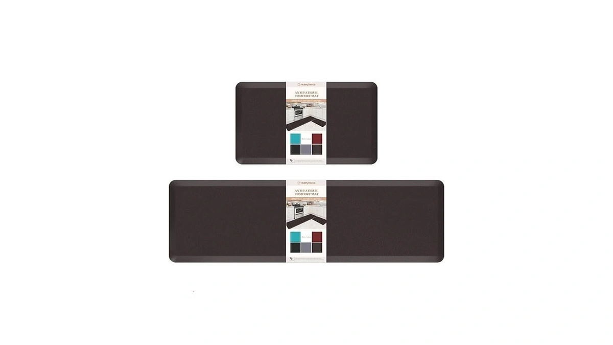 Happytrends Kitchen Mat,17.3"x28"+17.3"x60" Chocolate, Cushioned Comfort Anti-fatigue Waterproof Floor Mat
