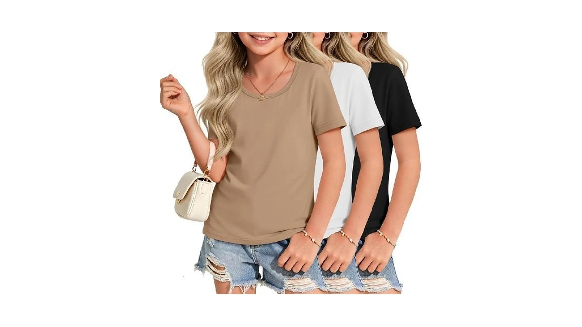 Lessonzoo 3 Pack Girl's T Shirts Short Sleeve Crew Neck
