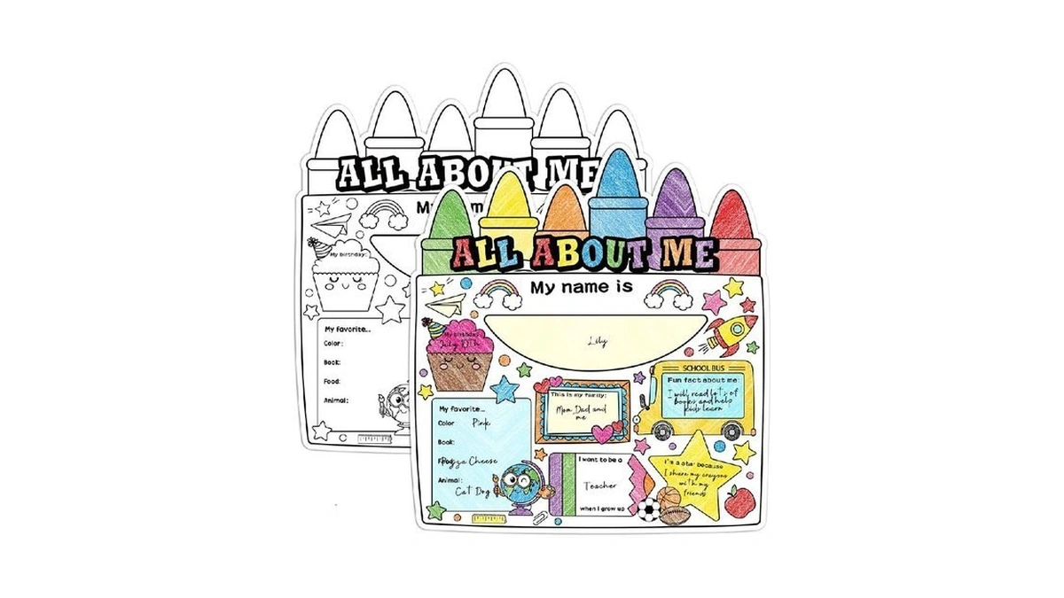 All About Me Student Posters - 40pcs Crayon Shape Read