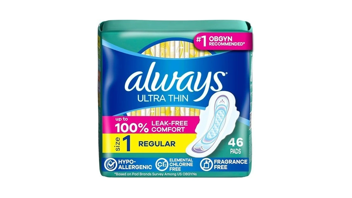 Always Ultra Thin Feminine Pads With Wings For Women, Size