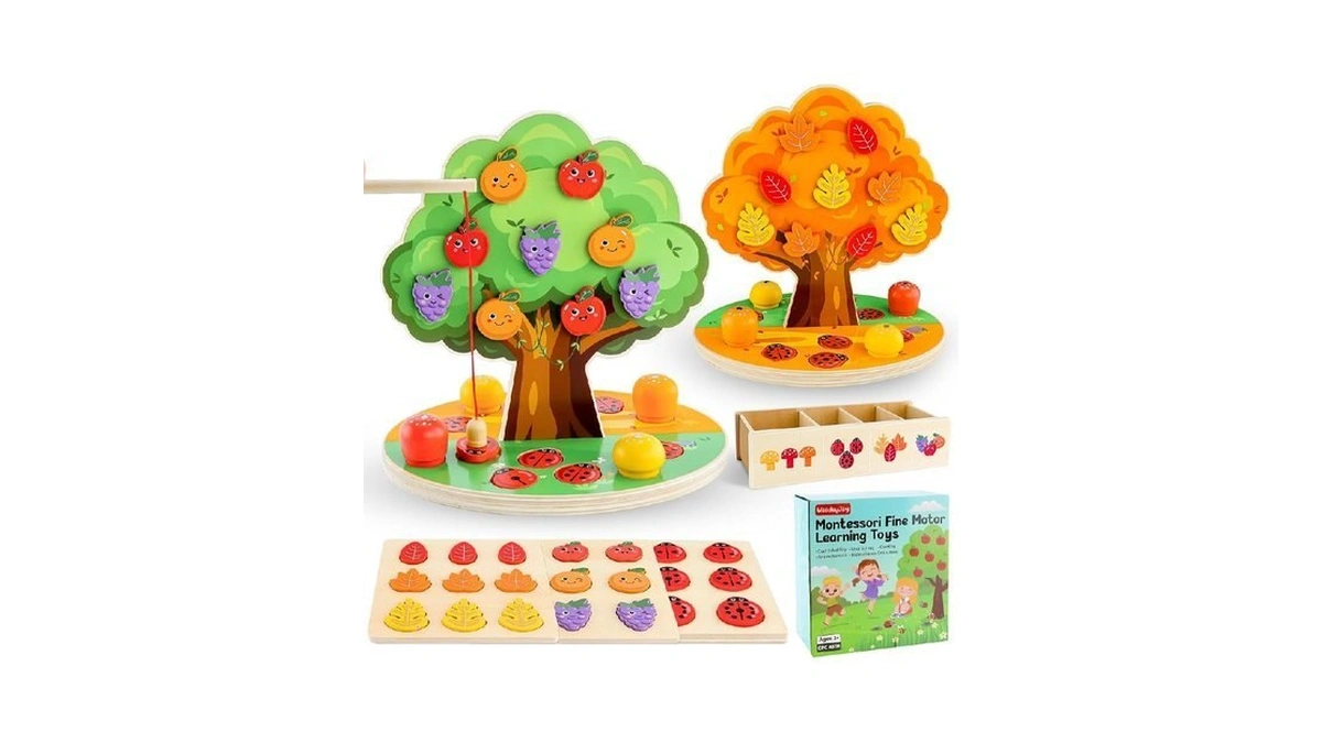Montessori Wooden Sorting Toy For Kids Ages 3-5, Apple Tree