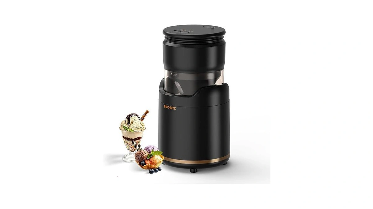 Briobite Ice Cream Maker Machine,quiet,rechargeable,1β2 Servings,black