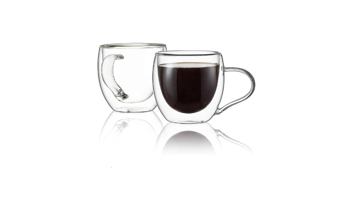 Cnglass Double Wall Glass Coffee Mugs With Handle,10oz Clear Insulated