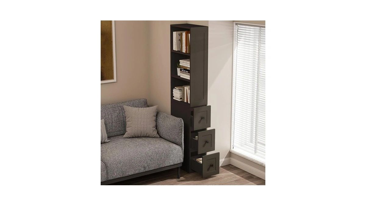 Lausaint Home Tall Narrow Storage Cabinet, Anti-tipping Floor Cabinet With