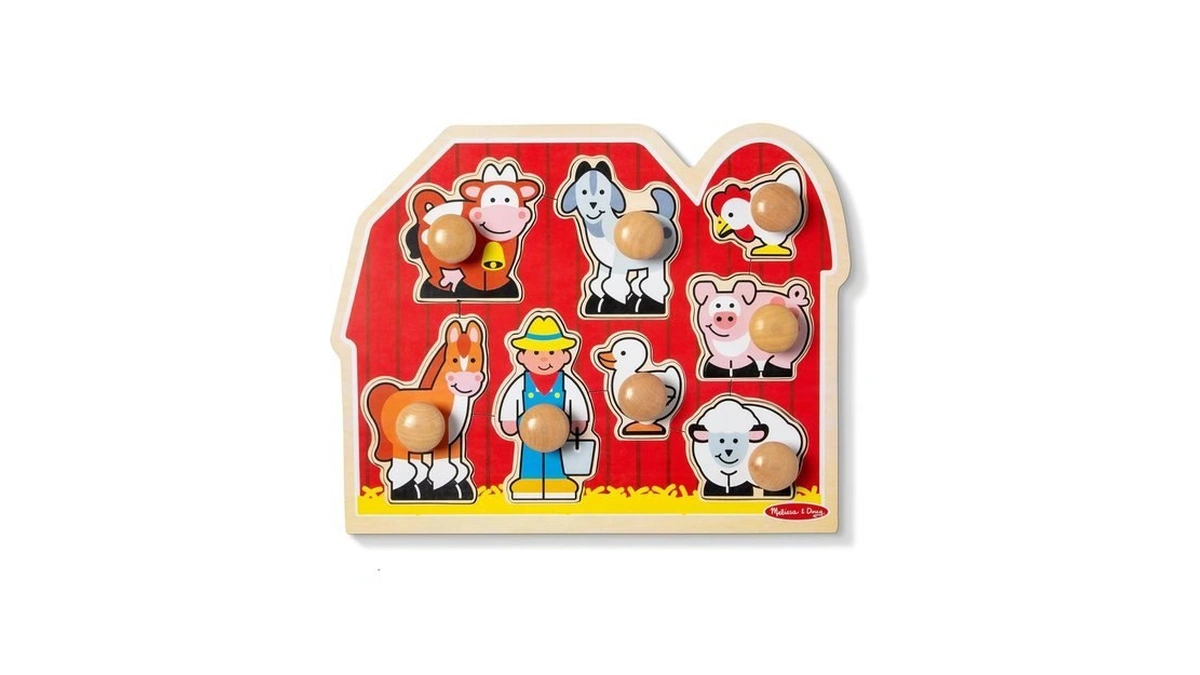 4553096-melissa & Doug Large Farm Jumbo Knob Puzzle, 1 Ea