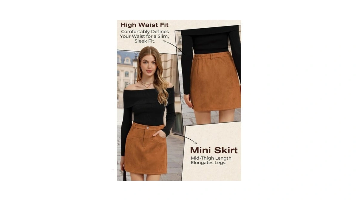 Caramel Brown Skirt Mini Faux Suede Skirt Trendy A Line