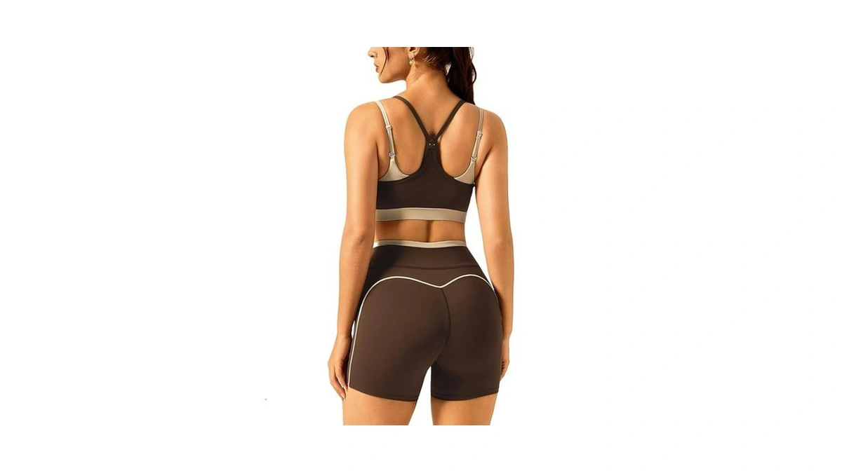 Womens Athletic Set 2 Piece Workout Outfit High Waist Pocket