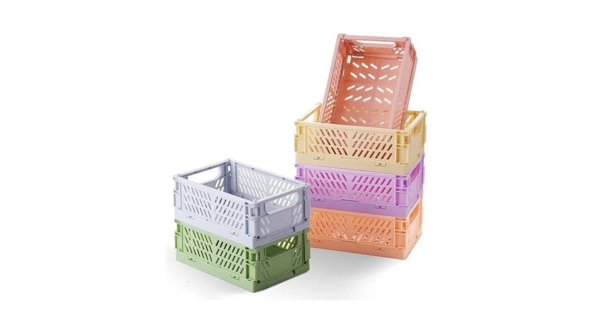 Huusmot 6-pack Collapsible Small Plastic Storage Baskets, 5.9"x3.8"x2.2"