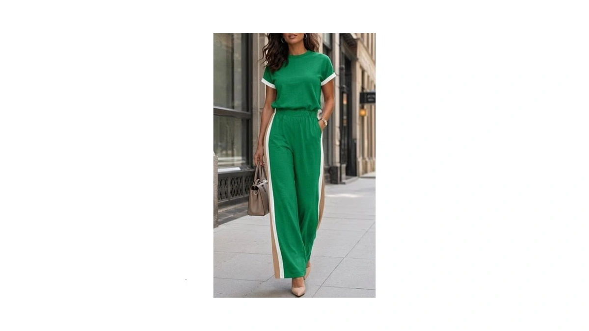 Fisoew Women One Piece Jumpsuits Wide Leg Pants Short Sleeve