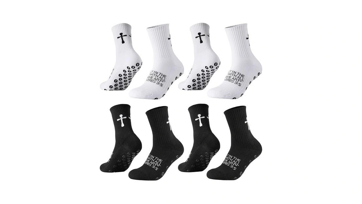 Jspupifip 4 Pairs Cross Grip Soccer Socks Anti Slip Socks