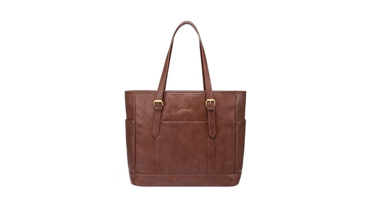 Lovevook Laptop Bag For Women Vintage Leather Work Tote 15.6