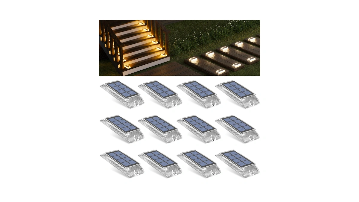 Alinana Solar Step Lights Outdoor, 2 Colors In 1 Led