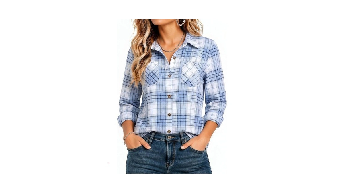 Zeagoo Flannel Shirt Womens Plaid Button Down Tops Long Sleeve