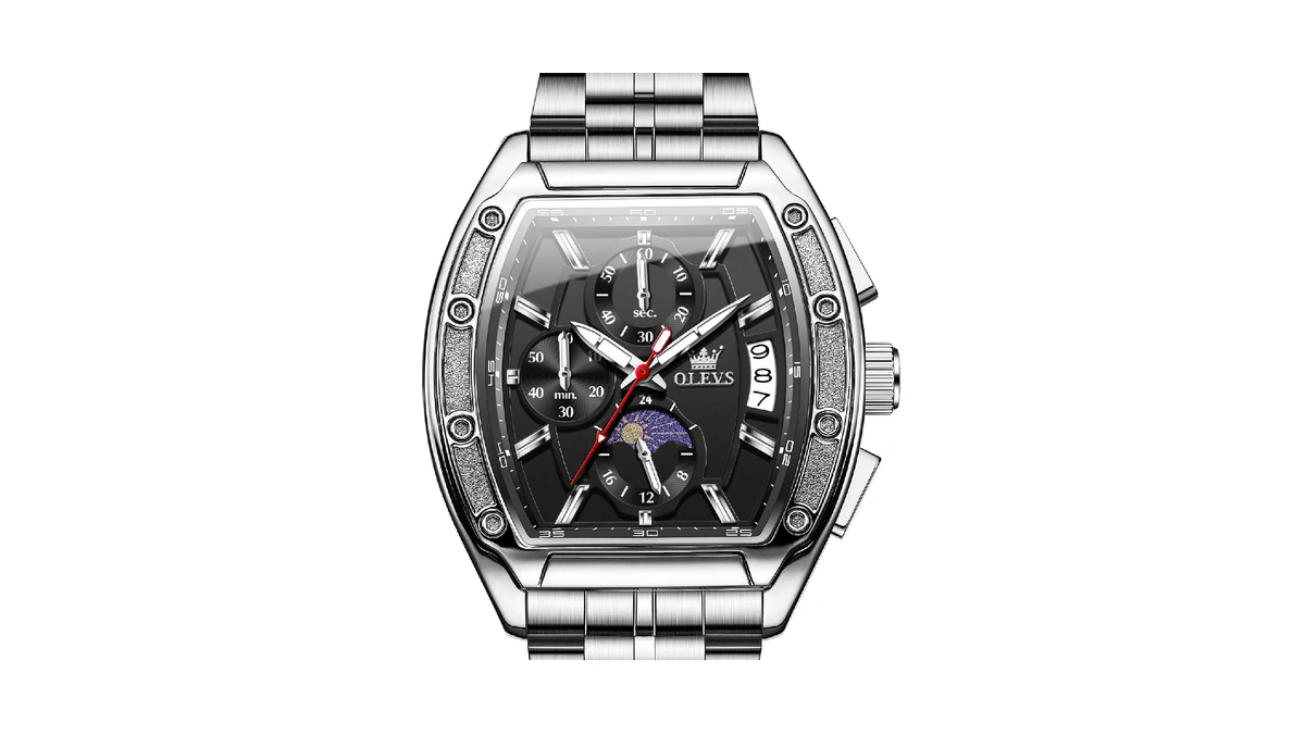 Amazon : Olevs Watch Men Luxury Silver Stainless