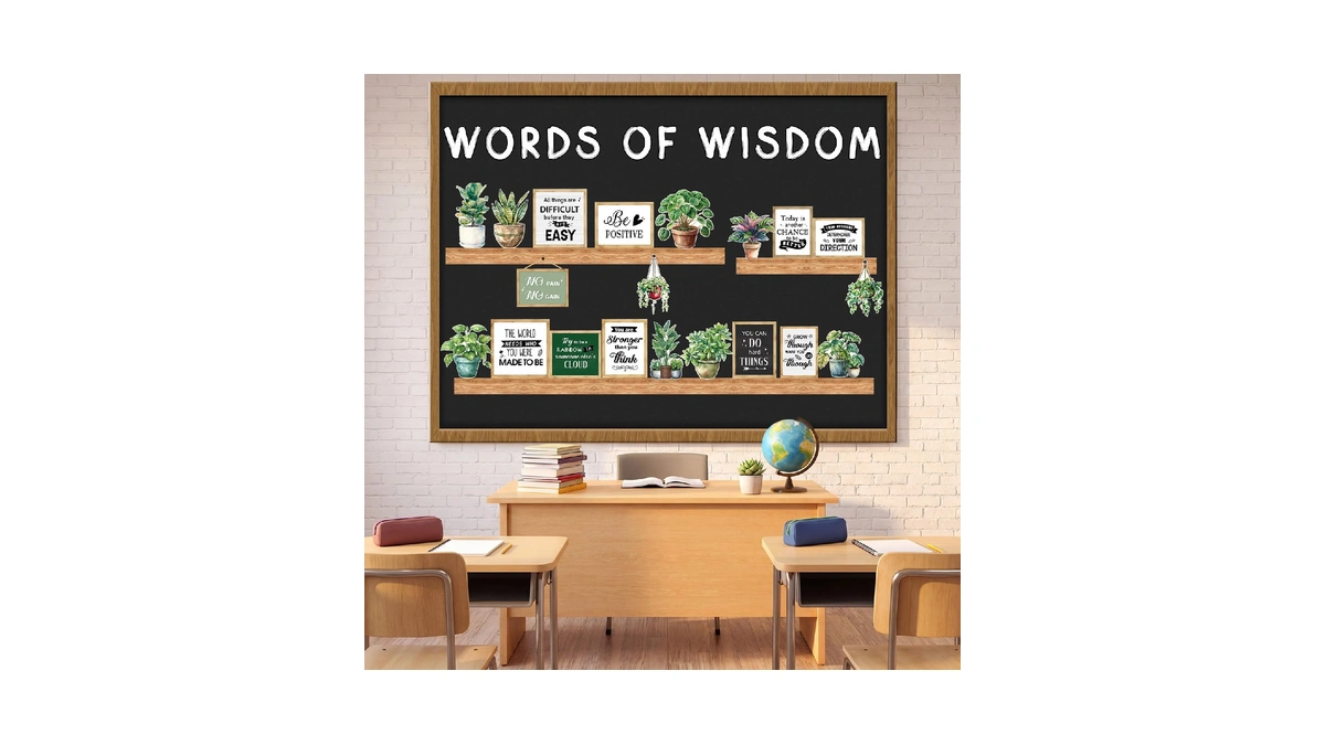 45 Pcs Classroom Bulletin Board Decorations, Greenery Bookshelf Decor
