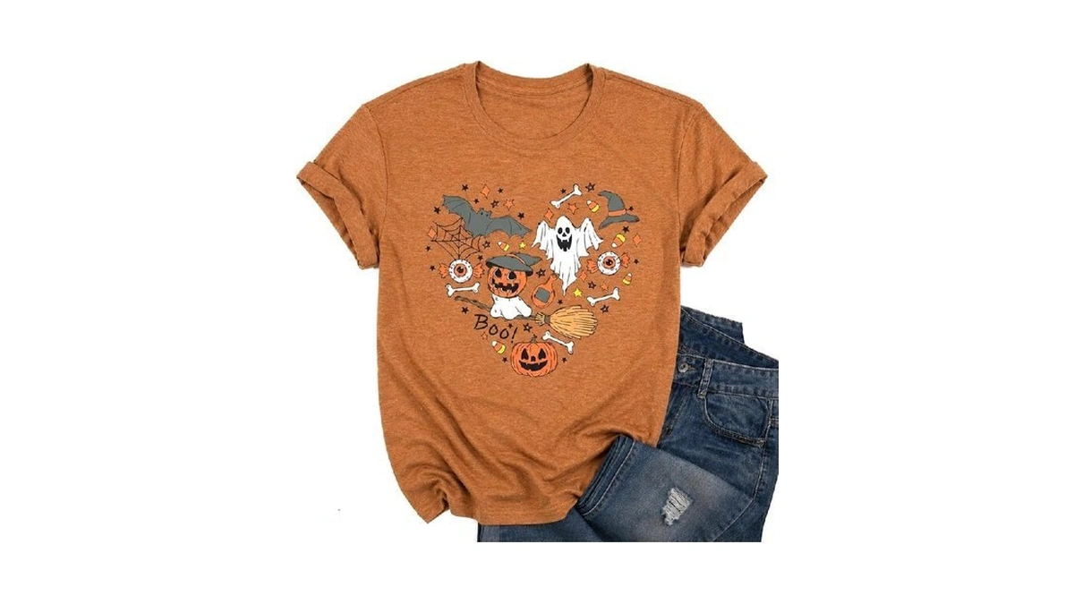 Halloween Shirts For Women Cute Ghost Shirt Fall Pumpkin Tshirt