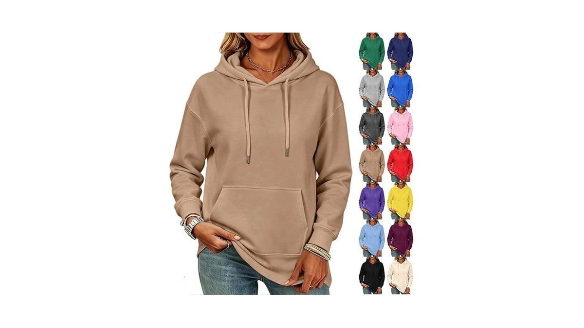 Hoodies For Women Basic Fit Drop Shoulder Hooded Comfy Oversized