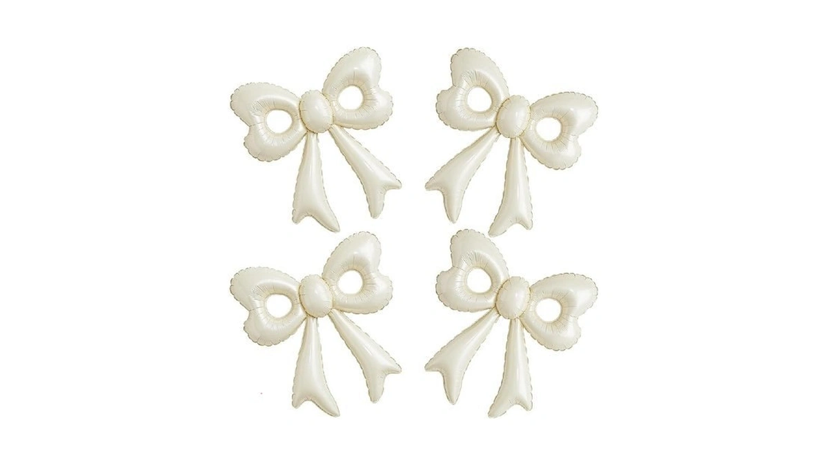4 Pcs Cream Bow Balloons, 31βhuge Beige Bow Aluminum Foil