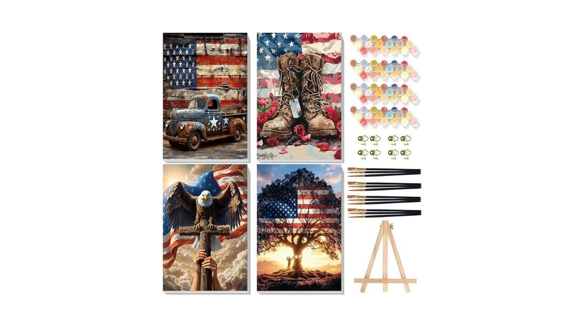 4 Pack Framed Paint By Numbers Kit For Adults Beginners-diy