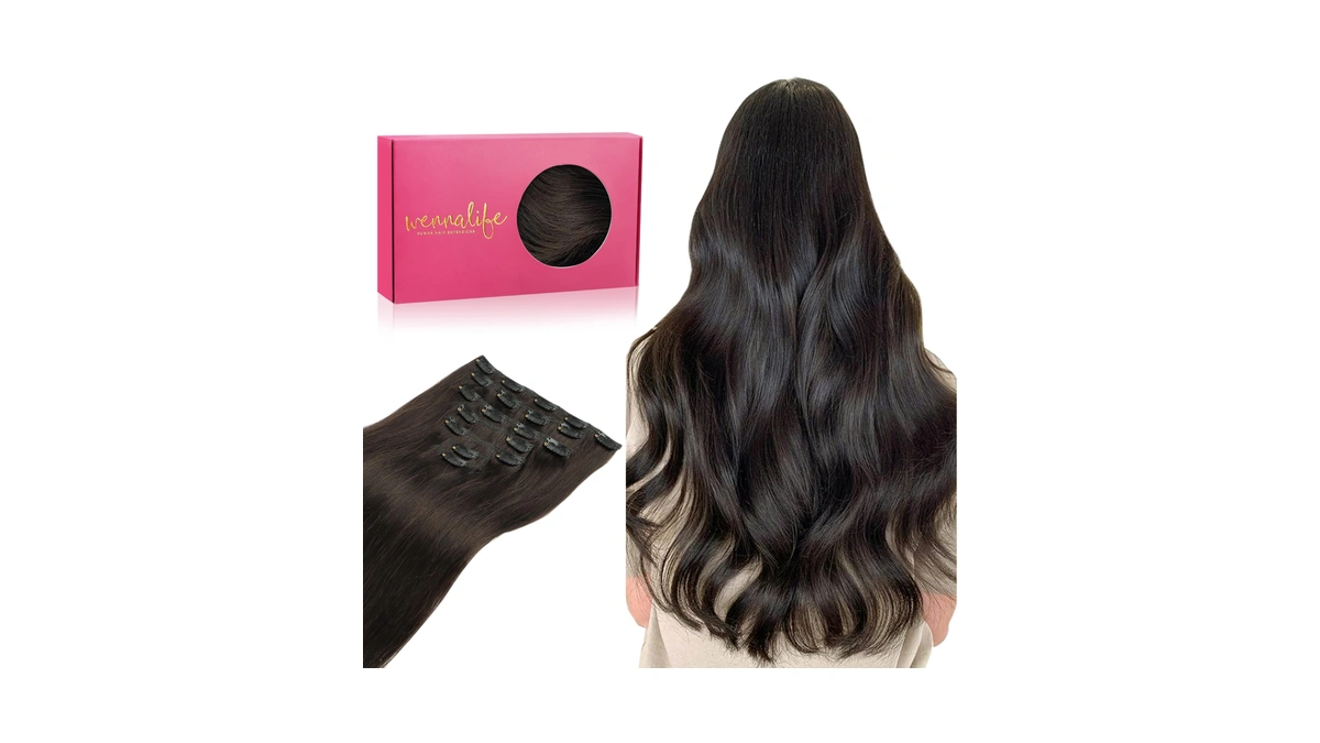 Wennalife Clip In Hair Extensions Real Human Hair, 18 Inch