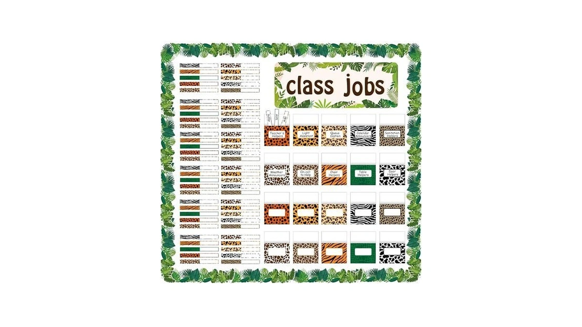 Watinc 97pcs Class Jobs Bulletin Board Set, Classroom Jobs Chart