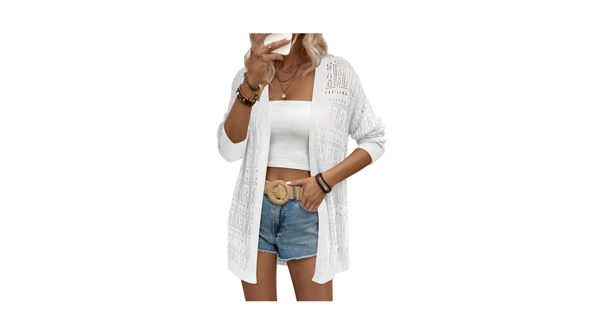 Zeagoo Womens 2026 Summer Crochet Cardigan Sweaters Lightweight Long Sleeve